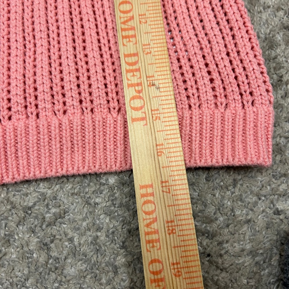 Levi's Sweater Vest Medium Pink Open Knit Crochet Cotton Sleeveless Baby Blue - Picture 3 of 8